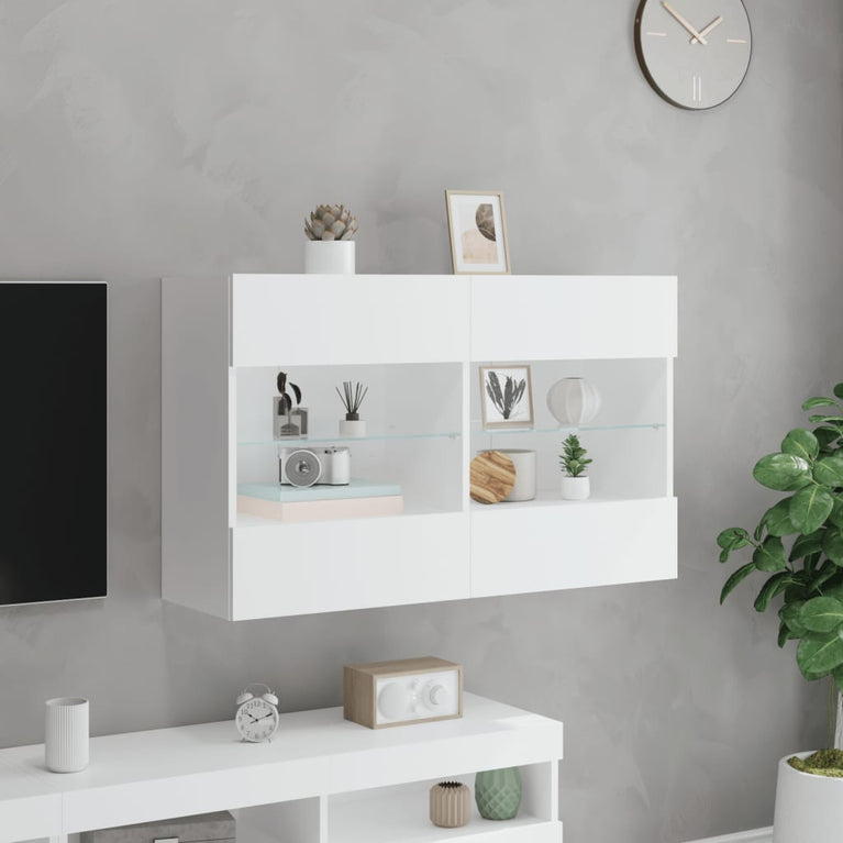 Tv-wandmeubel met LED-verlichting 98,5x30x60,5 cm wit