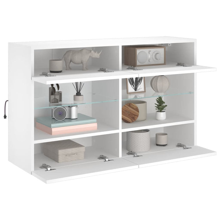 Tv-wandmeubel met LED-verlichting 98,5x30x60,5 cm wit