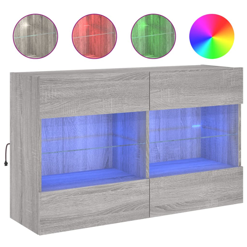 Tv-wandmeubel met LED-verlichting 98,5x30x60,5 cm grijs sonoma