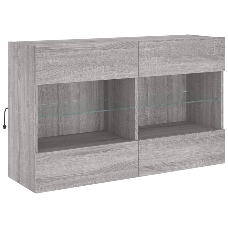 Tv-wandmeubel met LED-verlichting 98,5x30x60,5 cm grijs sonoma
