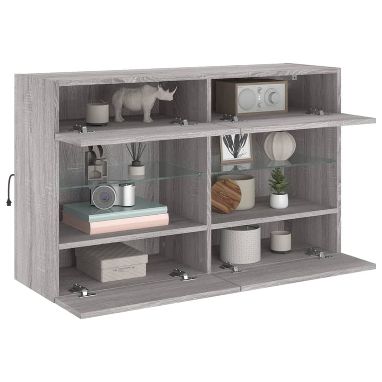 Tv-wandmeubel met LED-verlichting 98,5x30x60,5 cm grijs sonoma