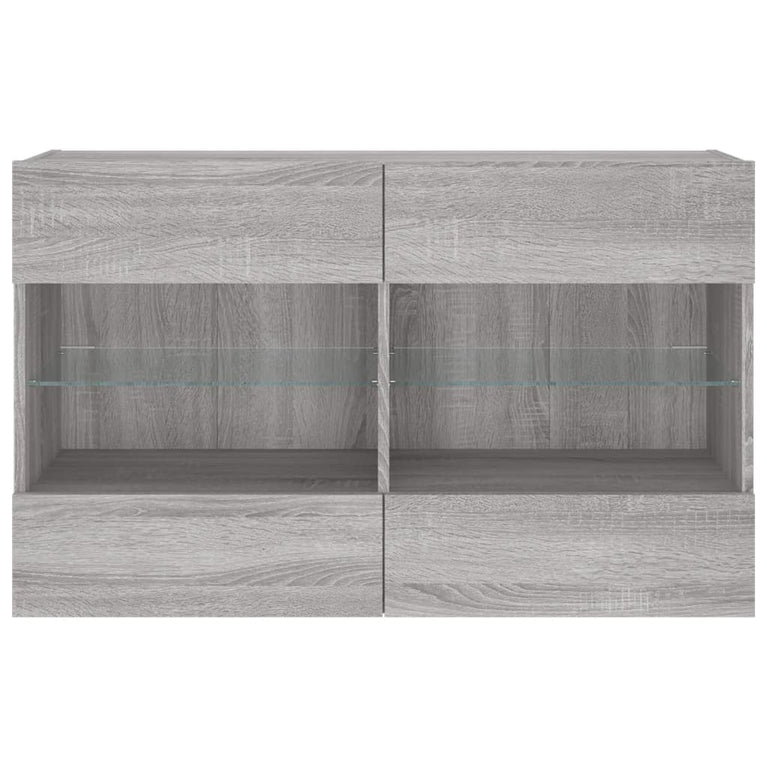 Tv-wandmeubel met LED-verlichting 98,5x30x60,5 cm grijs sonoma