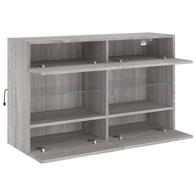 Tv-wandmeubel met LED-verlichting 98,5x30x60,5 cm grijs sonoma