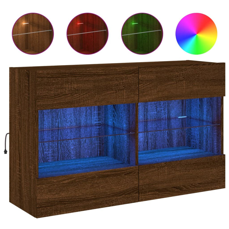 Tv-wandmeubel met LED 98,5x30x60,5 cm bruineikenkleurig