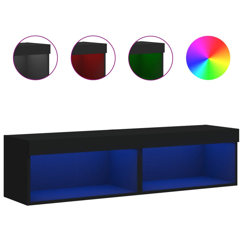 Tv-meubels met LED-verlichting 2 st 60x30x30 cm zwart