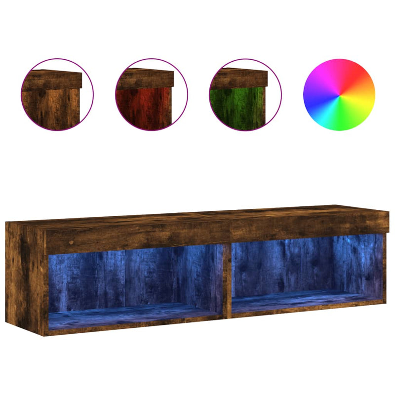 Tv-meubels met LED-verlichting 2 st 60x30x30 cm gerookt eiken