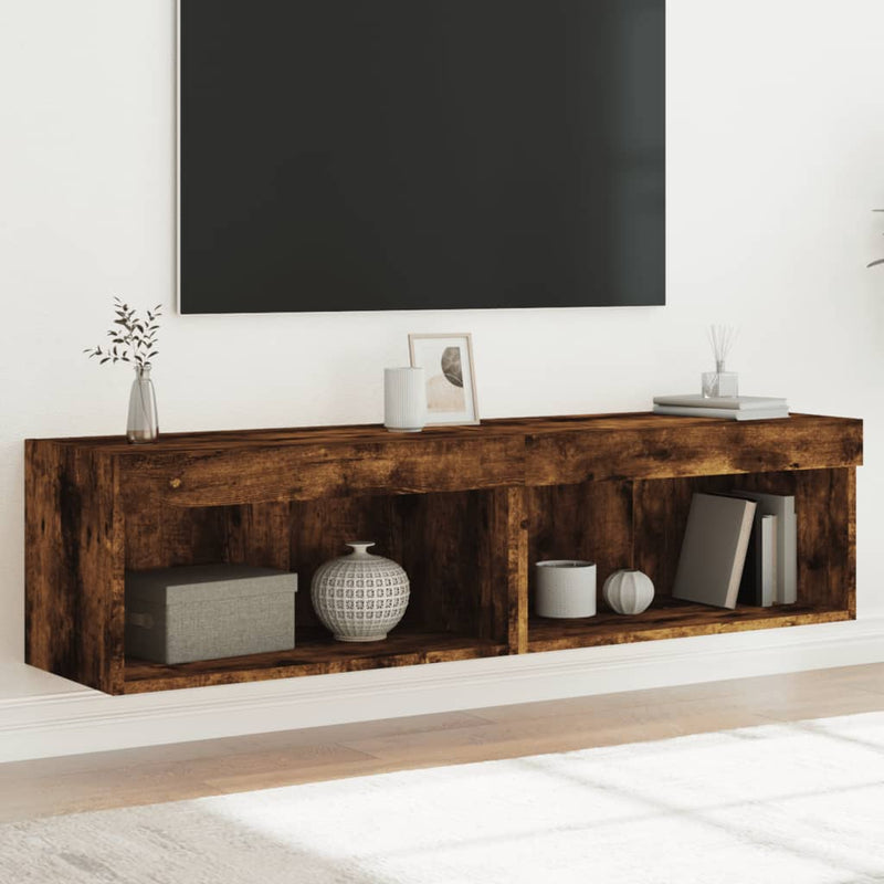 Tv-meubels met LED-verlichting 2 st 60x30x30 cm gerookt eiken