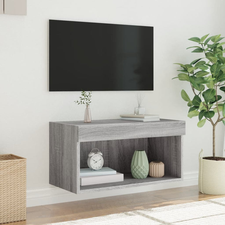 Tv-meubel met LED-verlichting 60x30x30 cm grijs sonoma eiken