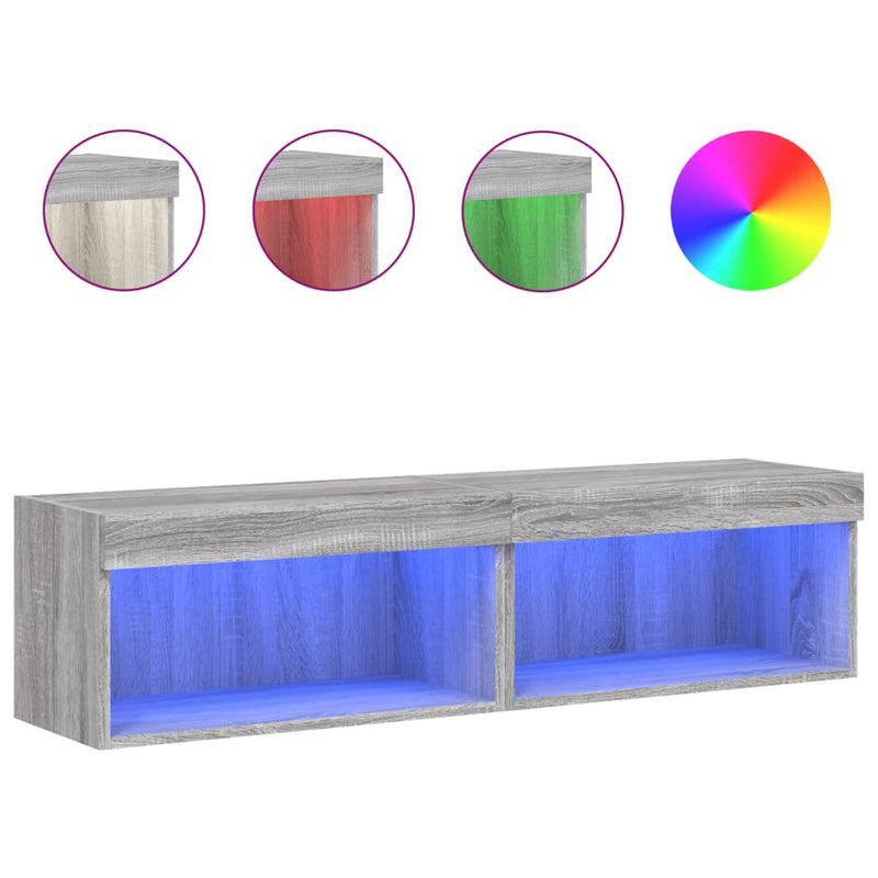 Tv-meubels met LED-verlichting 2 st 60x30x30 cm grijs sonoma