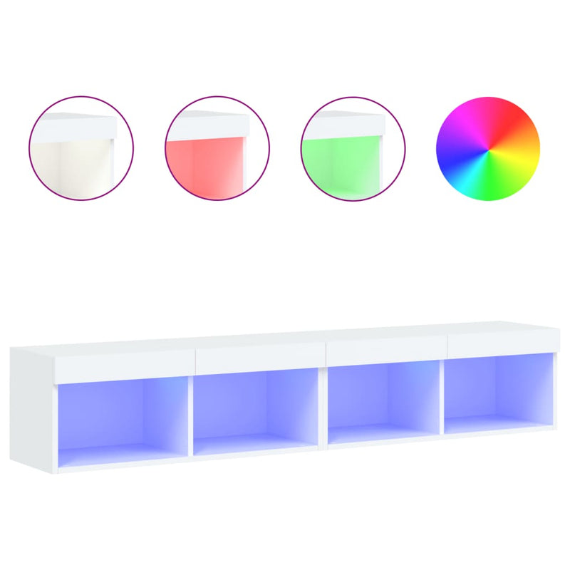Tv-meubels met LED-verlichting 2 st 80x30x30 cm wit