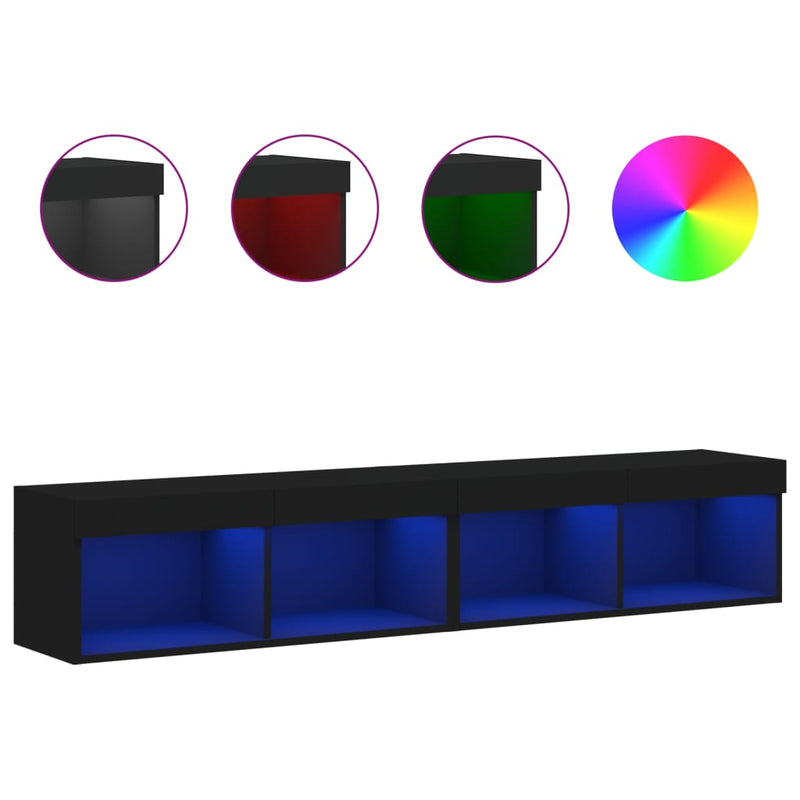 Tv-meubels met LED-verlichting 2 st 80x30x30 cm zwart