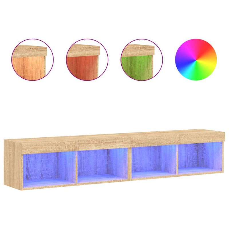 Tv-meubels met LED-verlichting 2 st 80x30x30 cm sonoma eiken