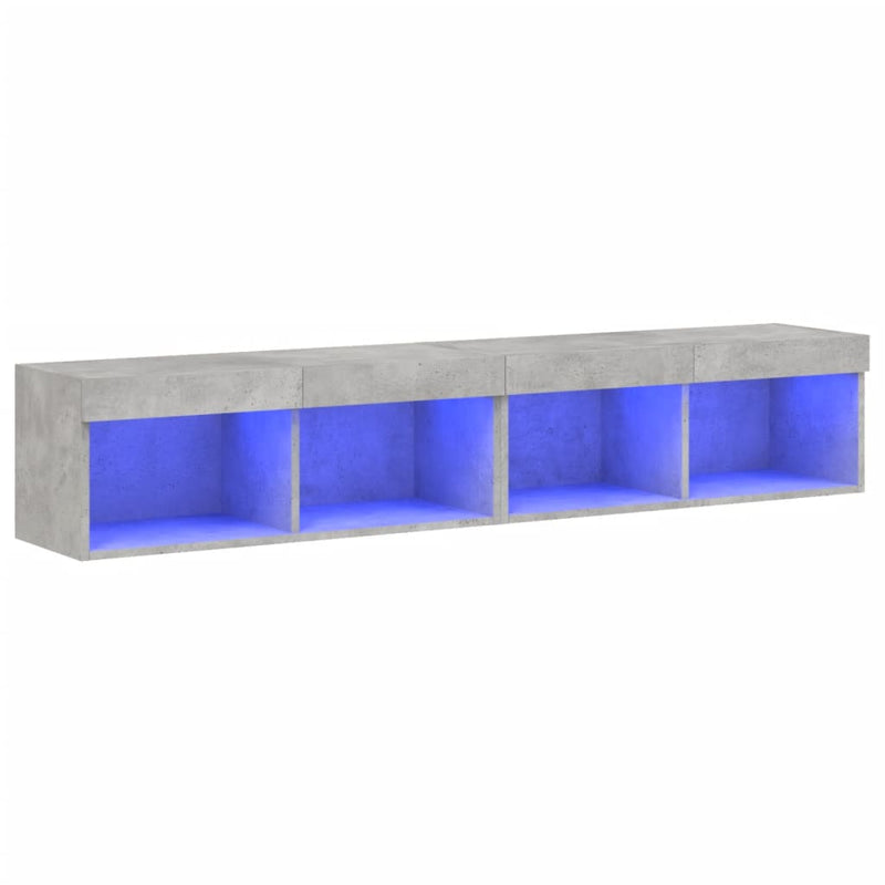 Tv-meubels met LED-verlichting 2 st 80x30x30 cm betongrijs