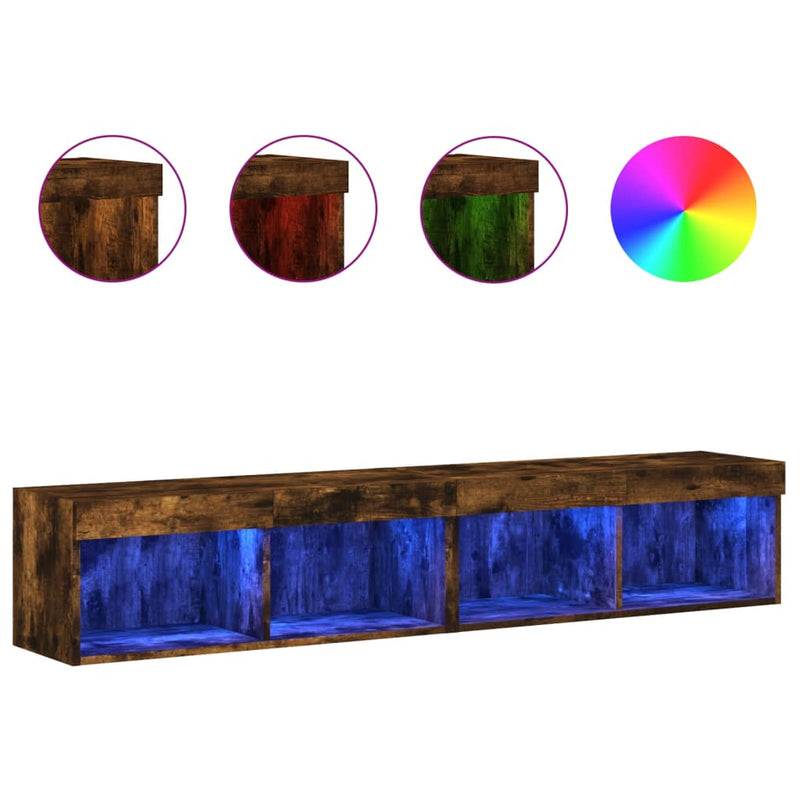 Tv-meubels met LED-verlichting 2 st 80x30x30 cm gerookt eiken
