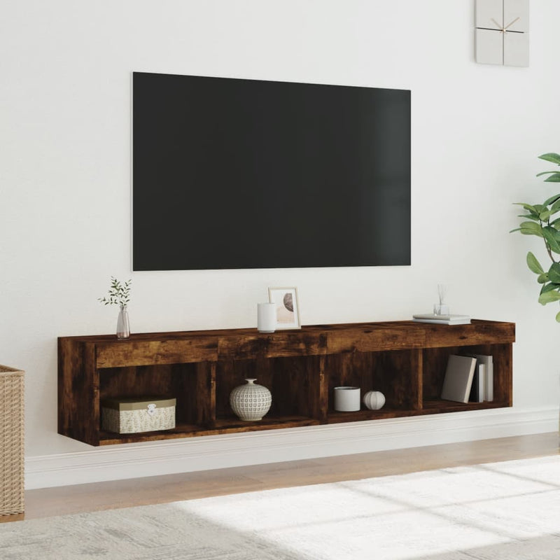 Tv-meubels met LED-verlichting 2 st 80x30x30 cm gerookt eiken