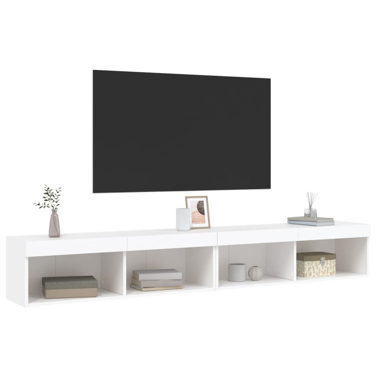 Tv-meubels met LED-verlichting 2 st 100x30x30 cm wit