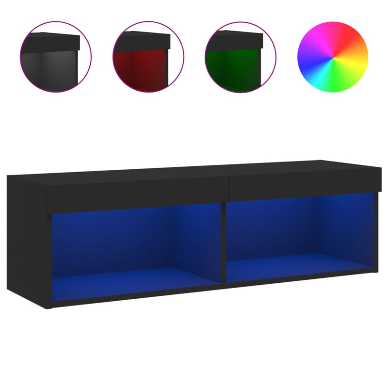 Tv-meubel met LED-verlichting 100x30x30 cm zwart