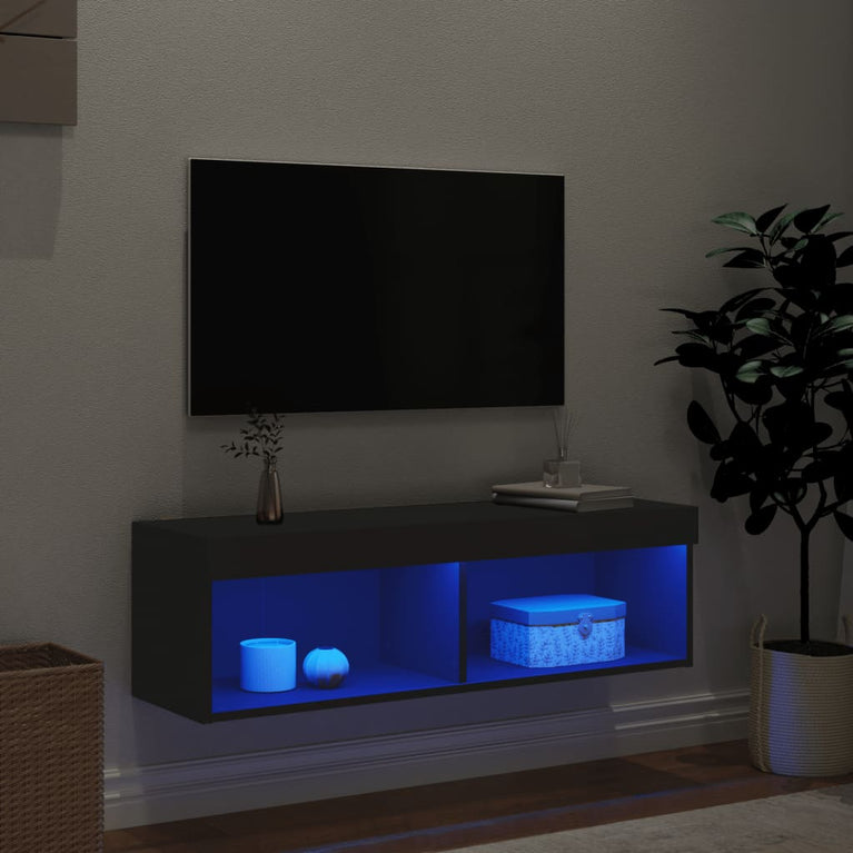 Tv-meubel met LED-verlichting 100x30x30 cm zwart