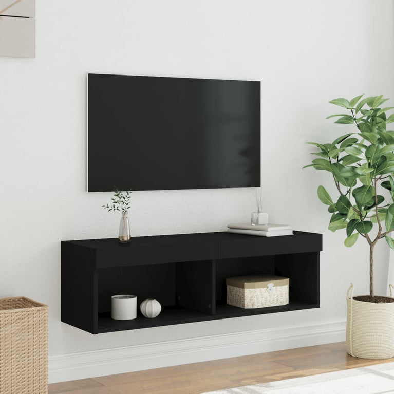 Tv-meubel met LED-verlichting 100x30x30 cm zwart