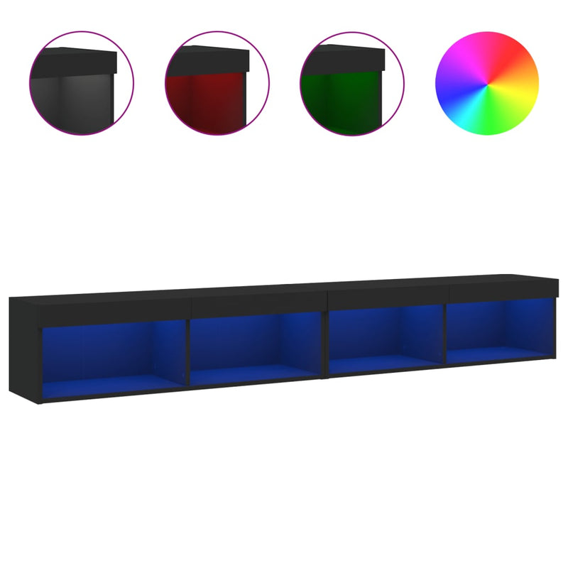 Tv-meubels met LED-verlichting 2 st 100x30x30 cm zwart