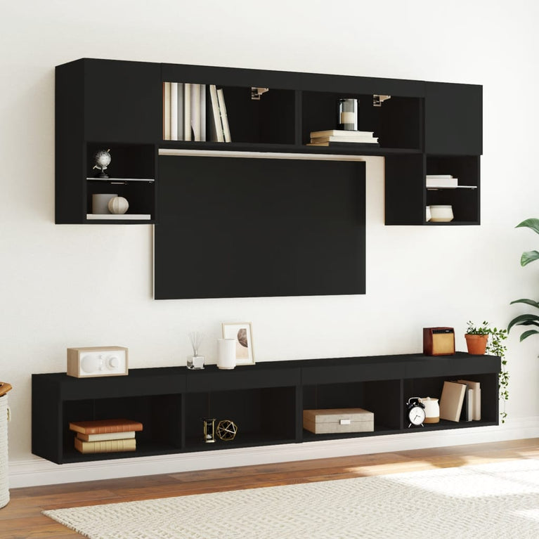 Tv-meubels met LED-verlichting 2 st 100x30x30 cm zwart