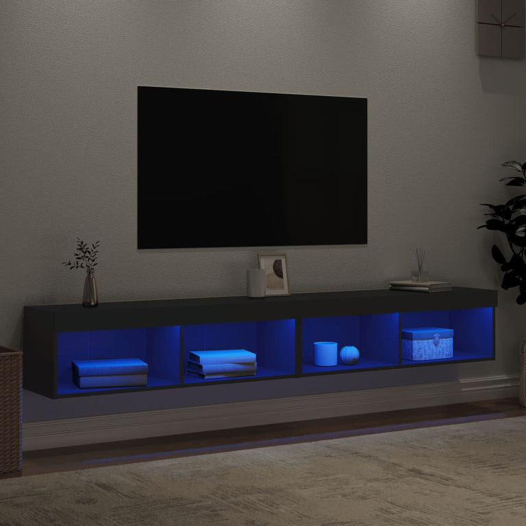 Tv-meubels met LED-verlichting 2 st 100x30x30 cm zwart