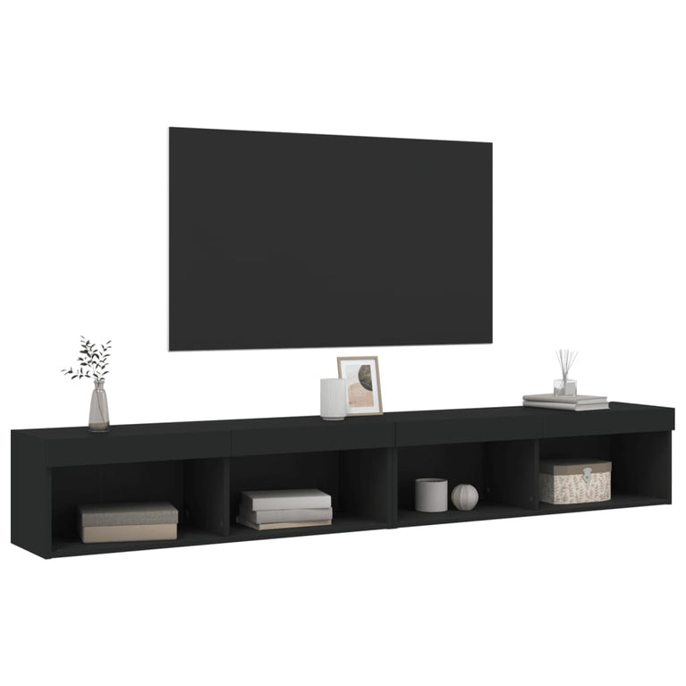 Tv-meubels met LED-verlichting 2 st 100x30x30 cm zwart