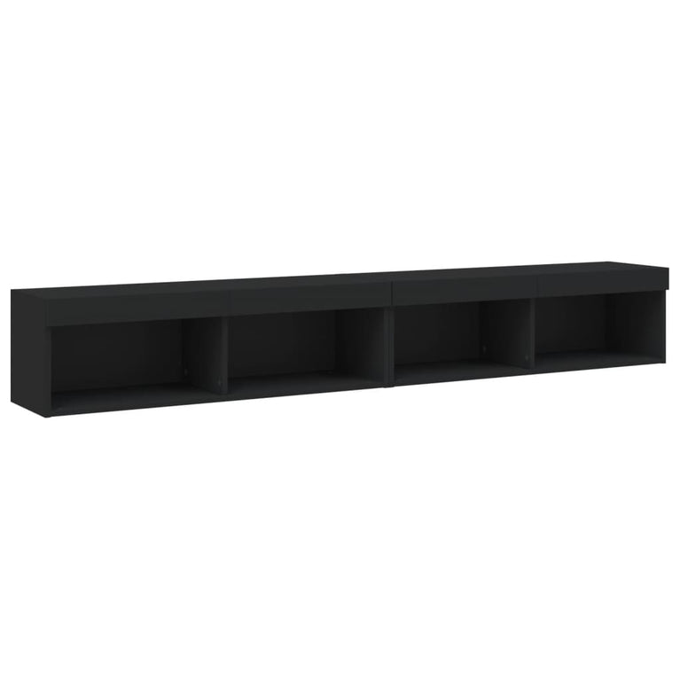 Tv-meubels met LED-verlichting 2 st 100x30x30 cm zwart