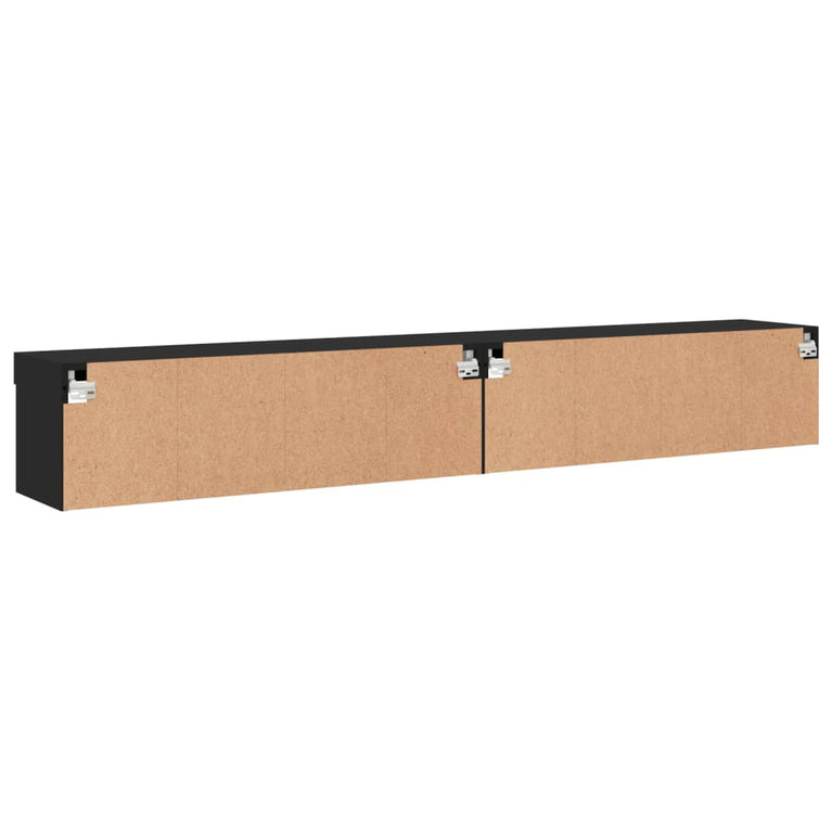 Tv-meubels met LED-verlichting 2 st 100x30x30 cm zwart