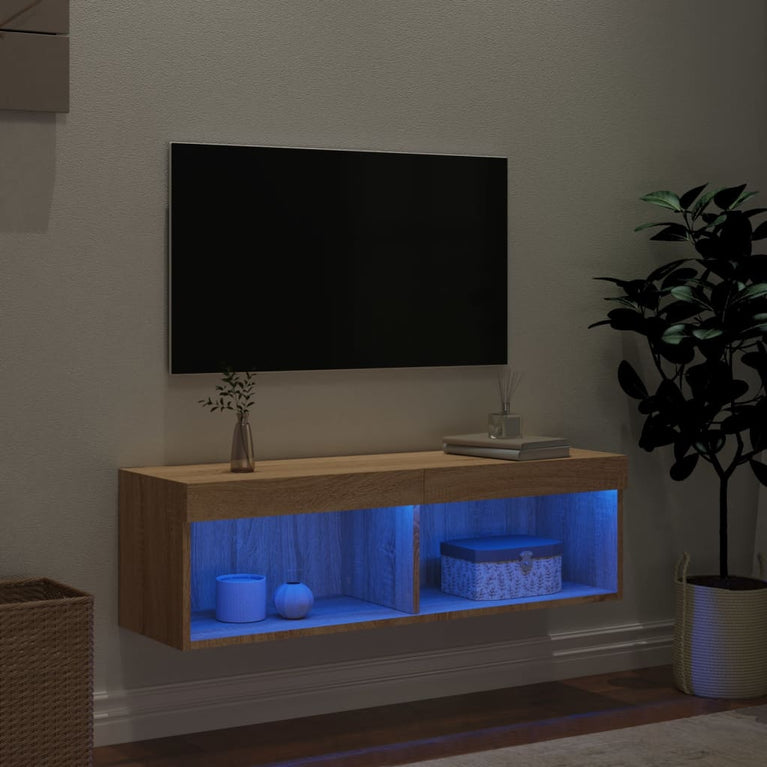 Tv-meubel met LED-verlichting 100x30x30 cm sonoma eikenkleurig