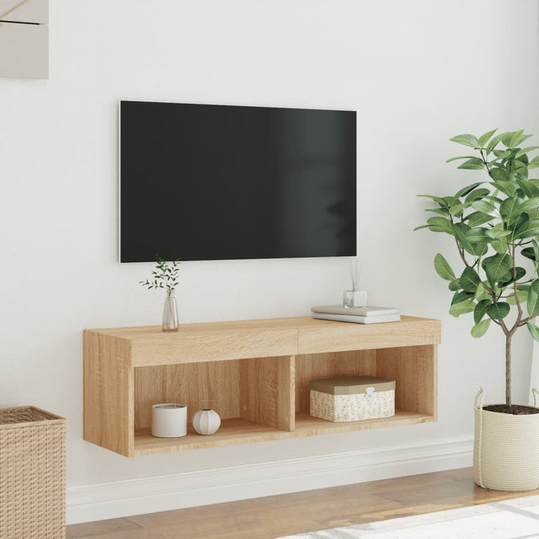 Tv-meubel met LED-verlichting 100x30x30 cm sonoma eikenkleurig