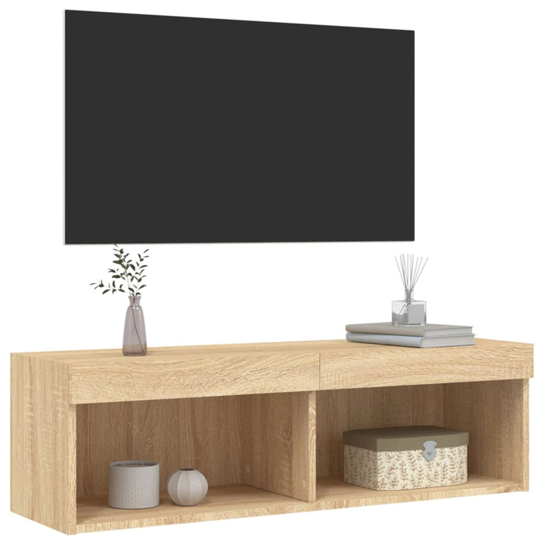 Tv-meubel met LED-verlichting 100x30x30 cm sonoma eikenkleurig