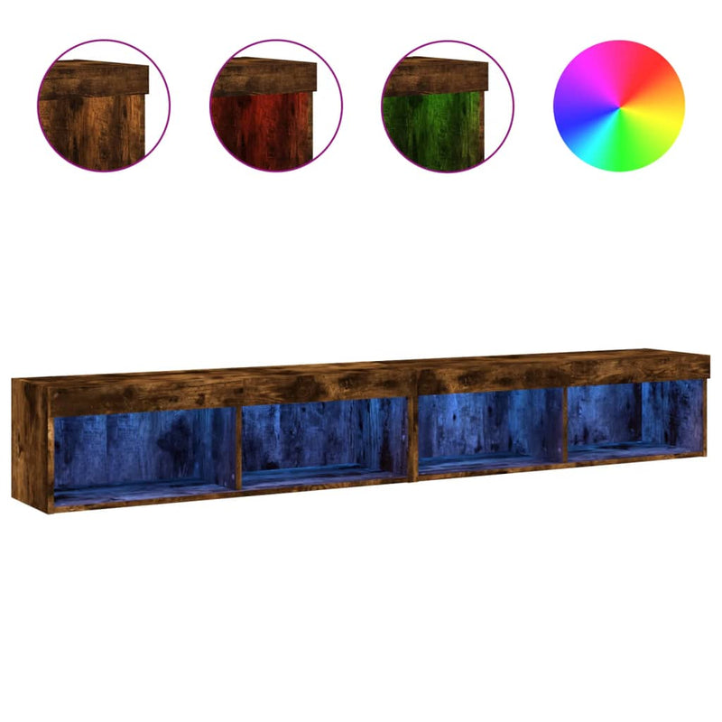Tv-meubels met LED-verlichting 2 st 100x30x30 cm gerookt eiken