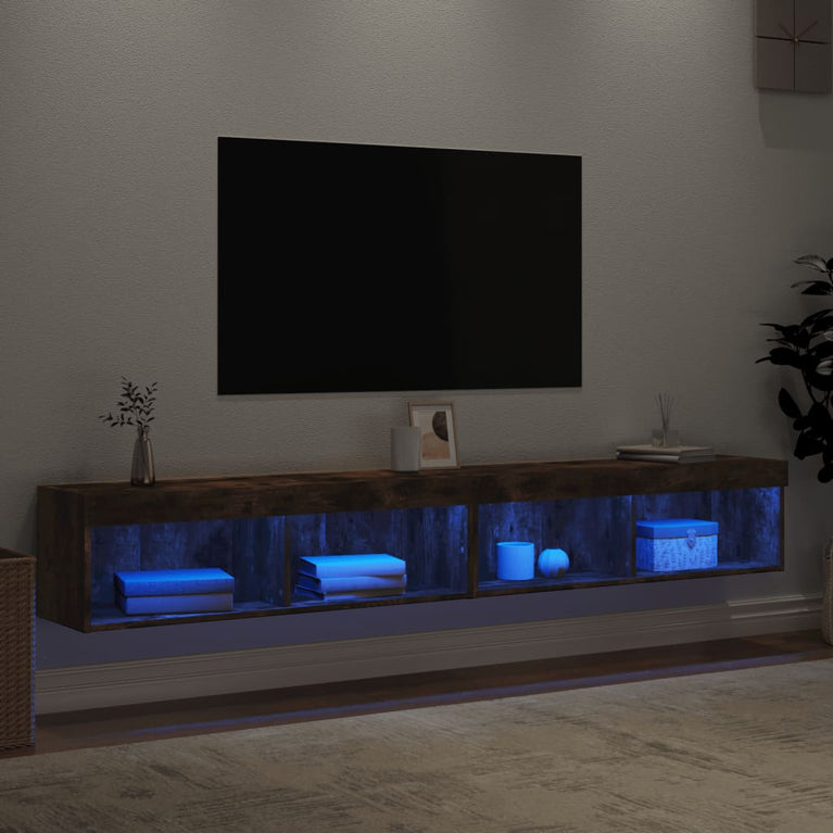 Tv-meubels met LED-verlichting 2 st 100x30x30 cm gerookt eiken