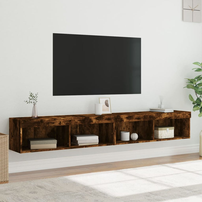 Tv-meubels met LED-verlichting 2 st 100x30x30 cm gerookt eiken