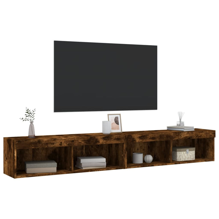 Tv-meubels met LED-verlichting 2 st 100x30x30 cm gerookt eiken