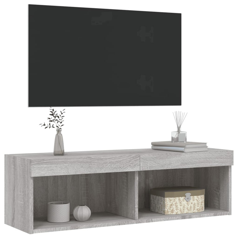 Tv-meubel met LED-verlichting 100x30x30 cm grijs sonoma eiken