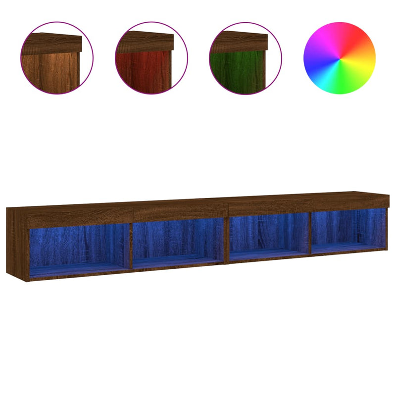 Tv-meubels met LED-verlichting 2 st 100x30x30 cm bruineiken