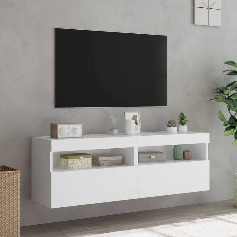 Tv-wandmeubels met LED-verlichting 2 st 60x30x40 cm wit
