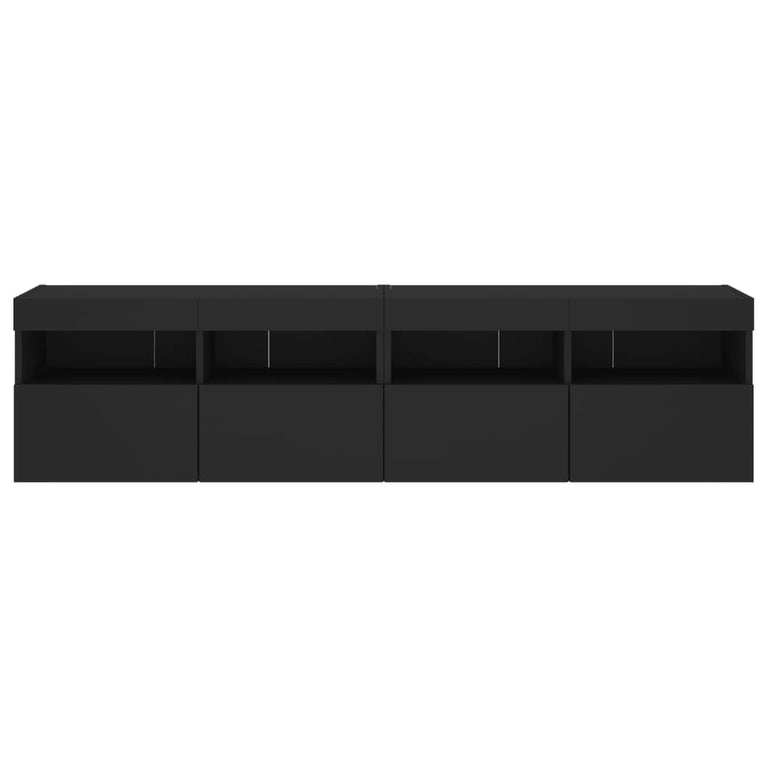 Tv-wandmeubels met LED-verlichting 2 st 80x30x40 cm zwart