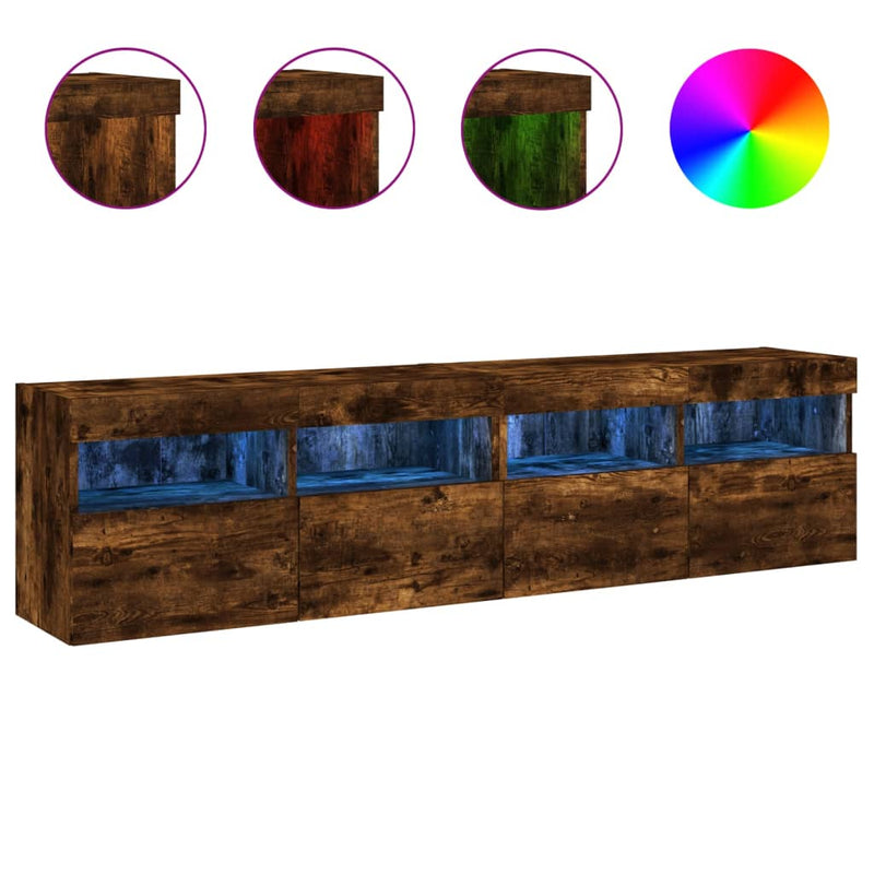 Tv-wandmeubels met LED 2 st 80x30x40 cm gerookt eikenkleurig