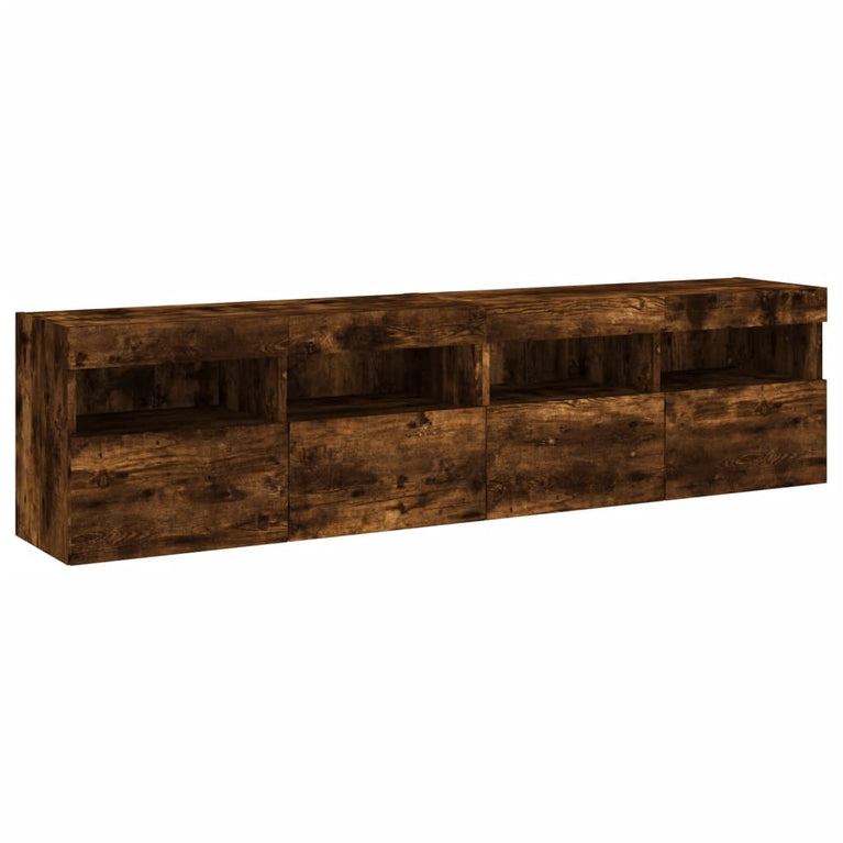 Tv-wandmeubels met LED 2 st 80x30x40 cm gerookt eikenkleurig