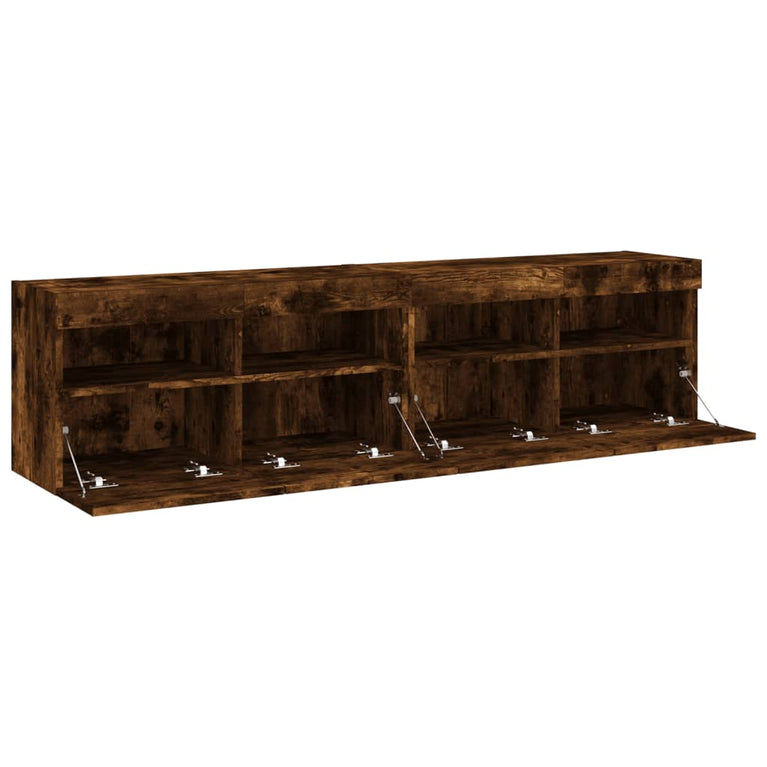 Tv-wandmeubels met LED 2 st 80x30x40 cm gerookt eikenkleurig
