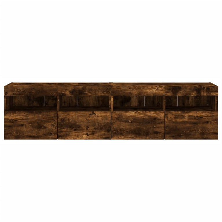 Tv-wandmeubels met LED 2 st 80x30x40 cm gerookt eikenkleurig