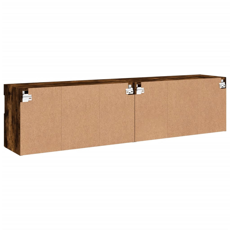 Tv-wandmeubels met LED 2 st 80x30x40 cm gerookt eikenkleurig