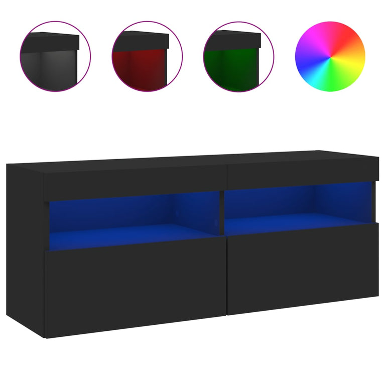 Tv-wandmeubel met LED-verlichting 100x30x40 cm zwart