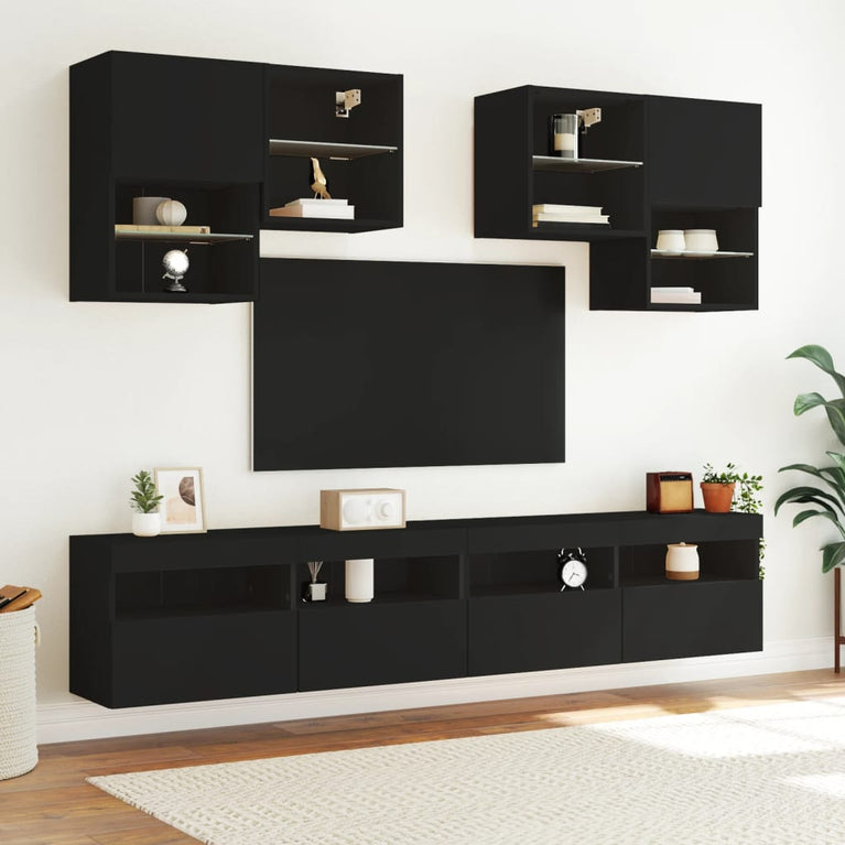 Tv-wandmeubel met LED-verlichting 100x30x40 cm zwart