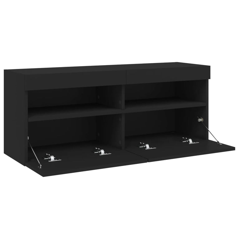 Tv-wandmeubel met LED-verlichting 100x30x40 cm zwart