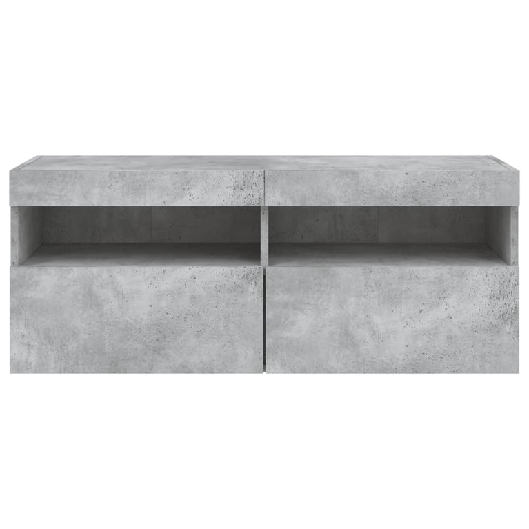 Tv-wandmeubel met LED-verlichting 100x30x40 cm betongrijs