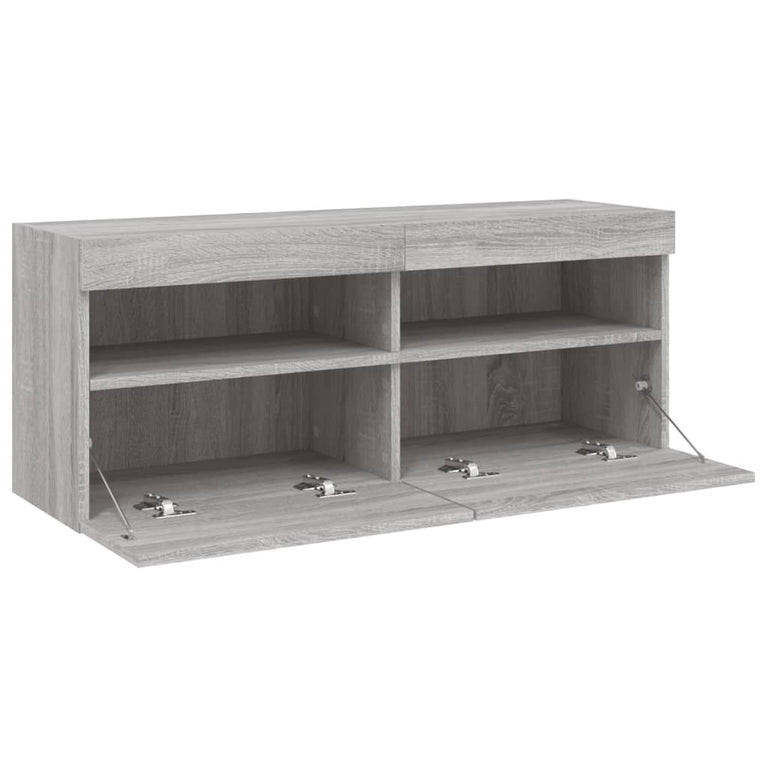 Tv-wandmeubel met LED-verlichting 100x30x40 cm grijs sonoma